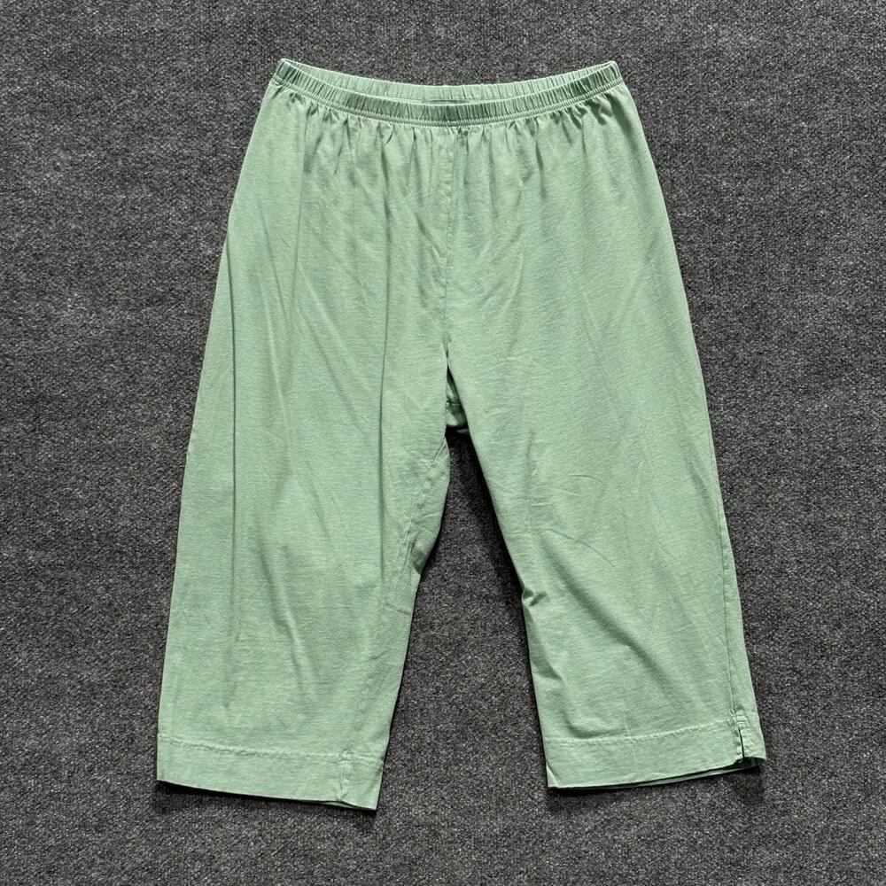 Fresh Produce Pants Womens XXL Green Capri Elastic Waist Cotton Made USA Lounge